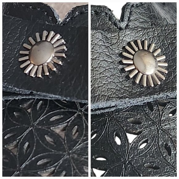 Cherrytime Black Leather Wedge Heels Women 8.5 Cottagecore Academia - Picture 8 of 16